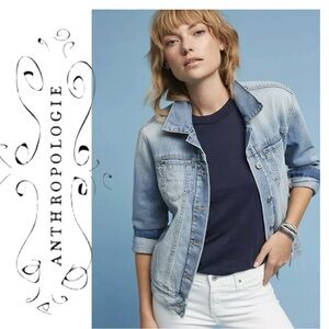 Anthropologie by Pilcro boyfriend style denim trucker jacket size small